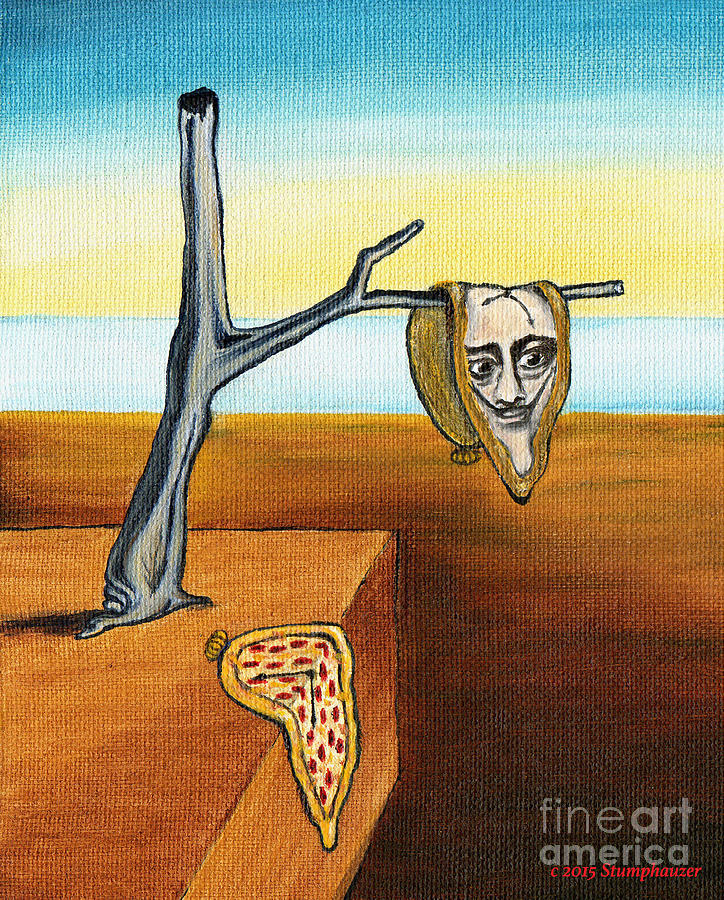 724x900 Dali Out On A Limb And A Pizza Clock Painting By Jerome Stumphauzer - Clock Painting