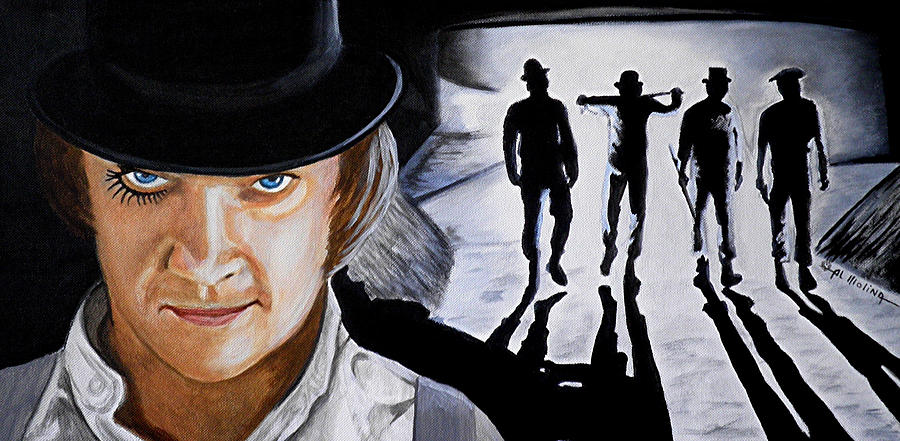 900x441 There Was Me That Is Alex And My Three Droogs Painting By Al Molina - Clockwork Orange Painting
