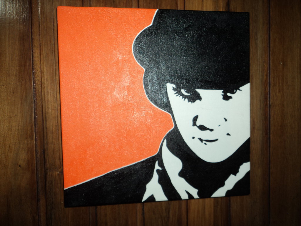 1024x768 Clockwork Orange Stencil Painting Pop Art By Claroscuro1 - Clockwork Orange Painting