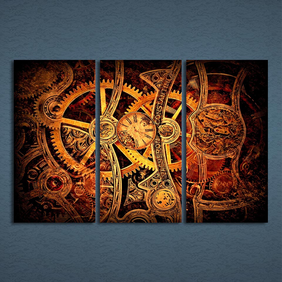 960x960 Hot Sale 3 Panels Canvas Art Gear Clockwork Fine Watch Home Decor - Clockwork Painting