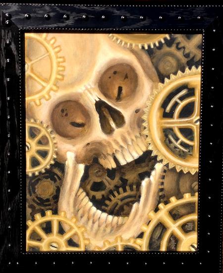 450x552 Jeff Johnson Tattoo Original Art Artwork Clockwork Skull - Clockwork Painting