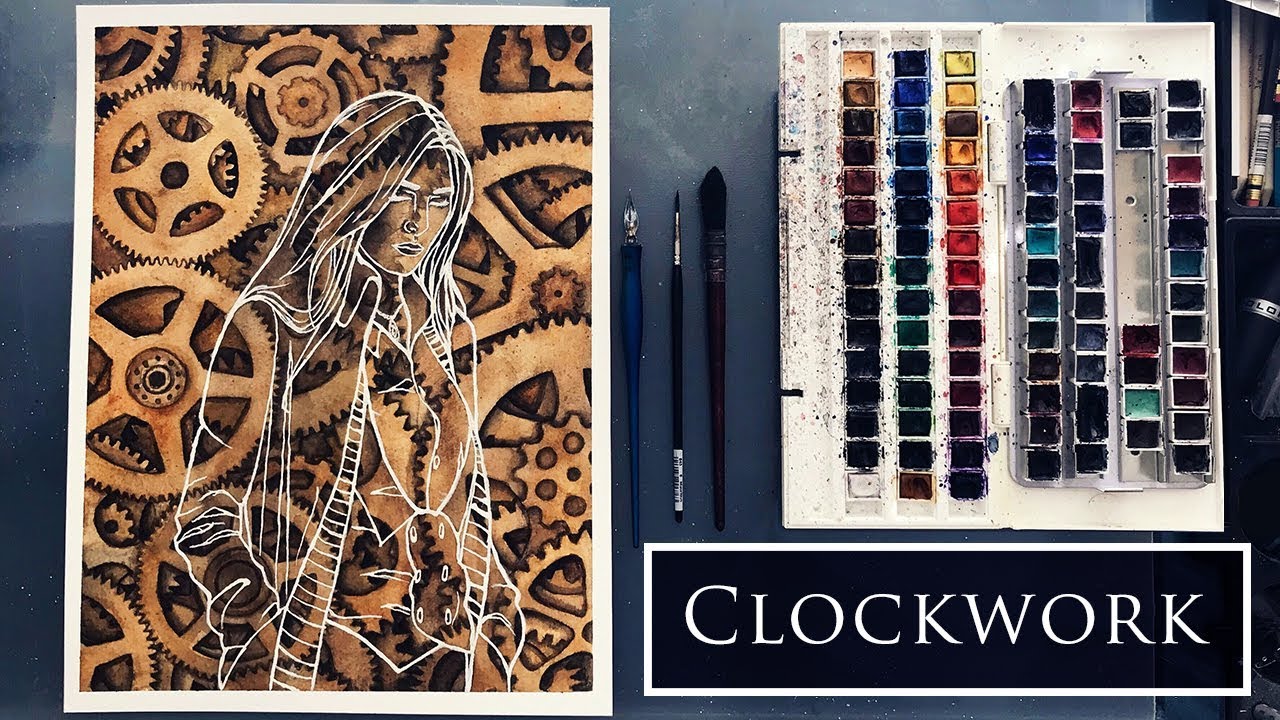 1280x720 Clockwork Time Lapse Watercolour Speed Painting - Clockwork Painting