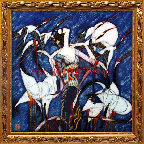 466x465 Cloisonne Handicraft Painting Chinese Fairy Home Decor Wall Art - Cloisonne Painting