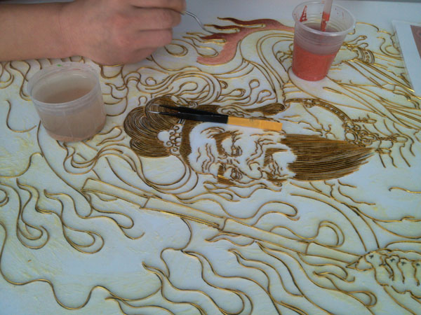 600x450 Handmade Cloisonne Filigree Painting Mother And Daughter Oil - Cloisonne Painting