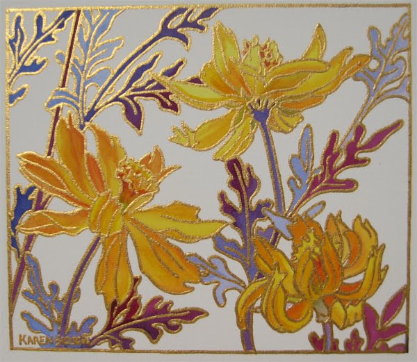 600x521 Karen Sioson Watercolors More Cloisonne Paintings - Cloisonne Painting