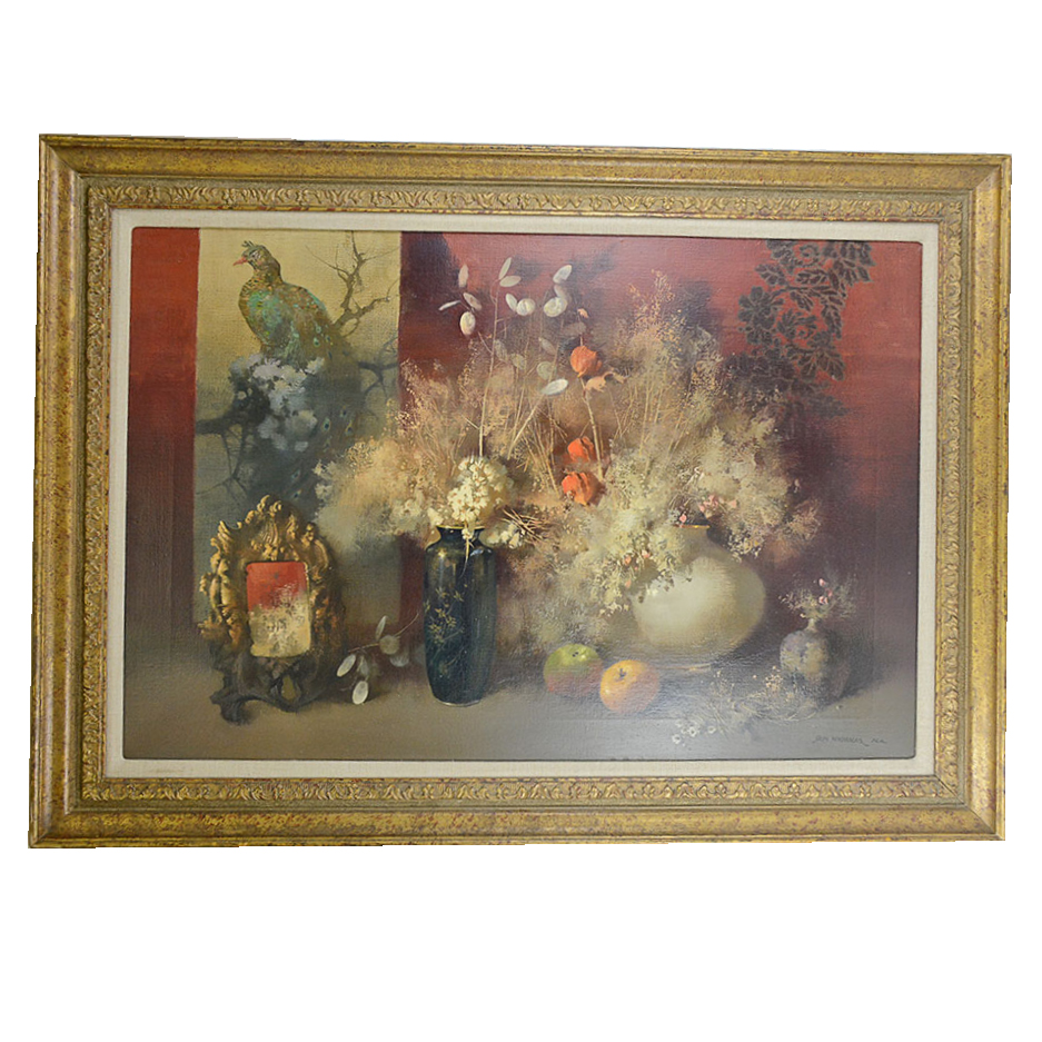 937x937 Tom Nicholas Oil Painting Cloisonne And Oriental Scroll Ebth - Cloisonne Painting