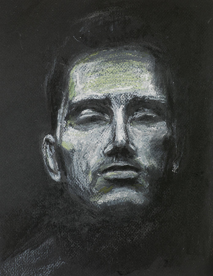 695x900 Man With Eyes Closed, Pastel Drawing Painting By Dan Comaniciu - Closed Eyes Painting