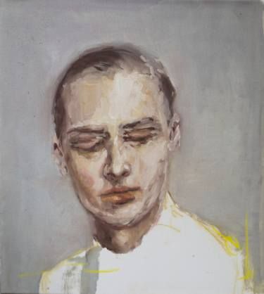375x418 Portrait Of A Man With Closed Eyes Eye Art, Saatchi Art And Saatchi - Closed Eyes Painting