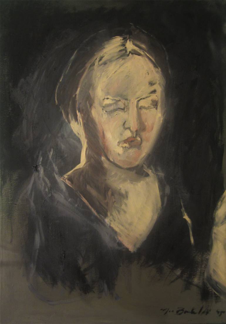 770x1104 Saatchi Art Elizabeth With Closed Eyes Painting By Noe Badillo - Closed Eyes Painting