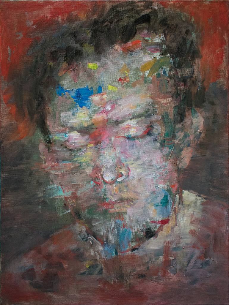 770x1027 Saatchi Art Man With Closed Eyes Painting By Ilir Pojani - Closed Eyes Painting