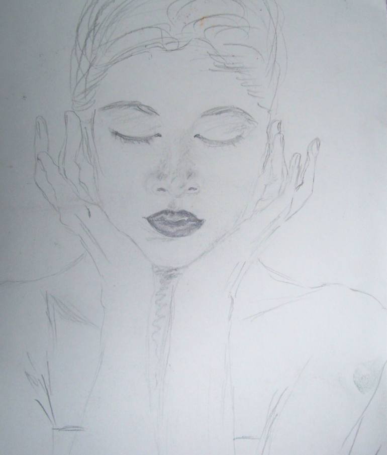 770x906 Saatchi Art The Girl With Closed Eyes Painting By Nadia Viguier - Closed Eyes Painting