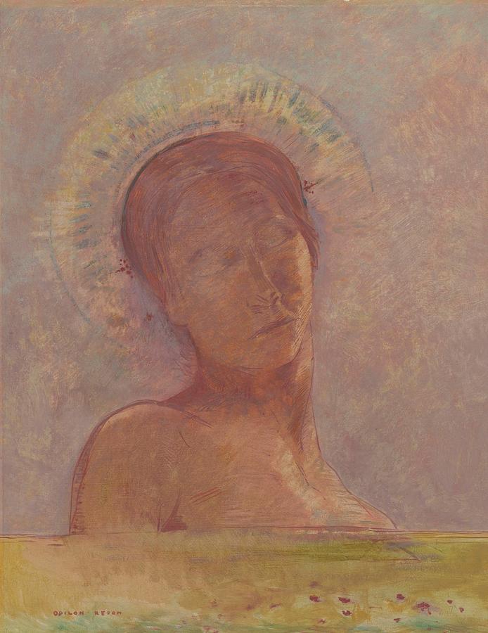 694x900 Closed Eyes Painting By Odilon Redon - Closed Eyes Painting