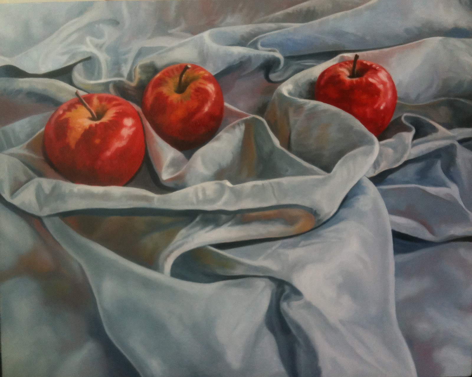 1600x1276 Julie Douglas, Notes From The Atelier Cloth, With Apples. Oil - Cloth Painting