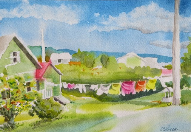 640x443 Eileengidman Watercolour Amp Textile Artist Watercolour - Clothesline Painting