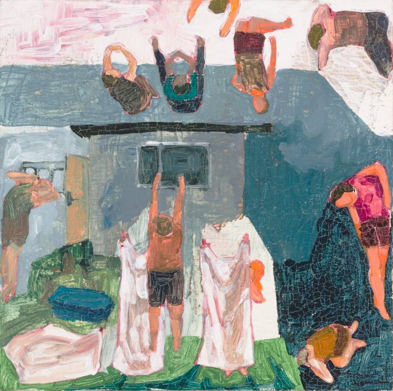 770x767 Saatchi Art Clothesline Painting By Radka Badzevich - Clothesline Painting