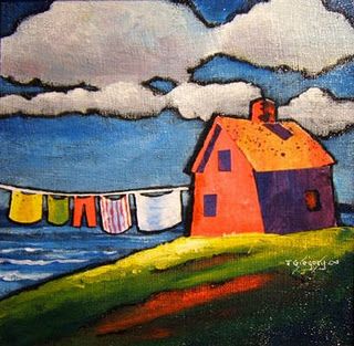 320x313 Clothesline Painting Clothesline Naive Art, Naive - Clothesline Painting