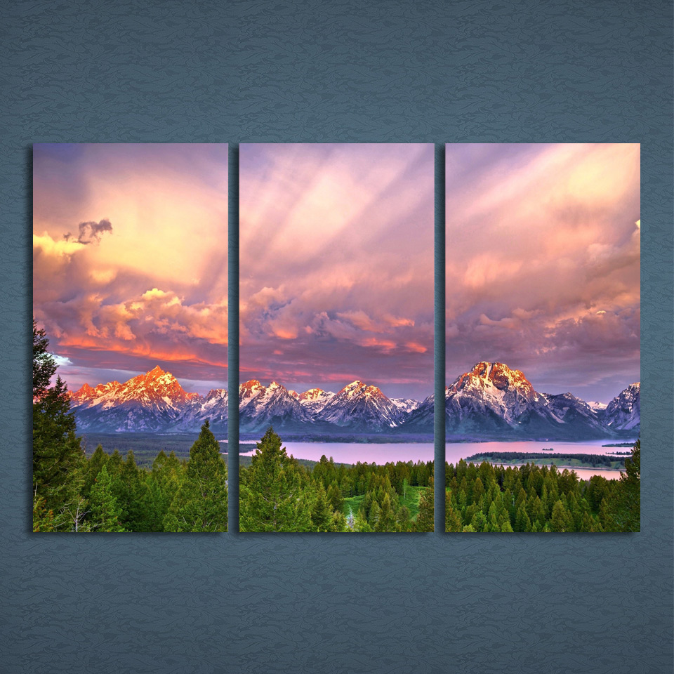 960x960 Time Limited 3 Panels Canvas Art Snow Mountains Cloudy Sky Home - Cloudy Sky Painting