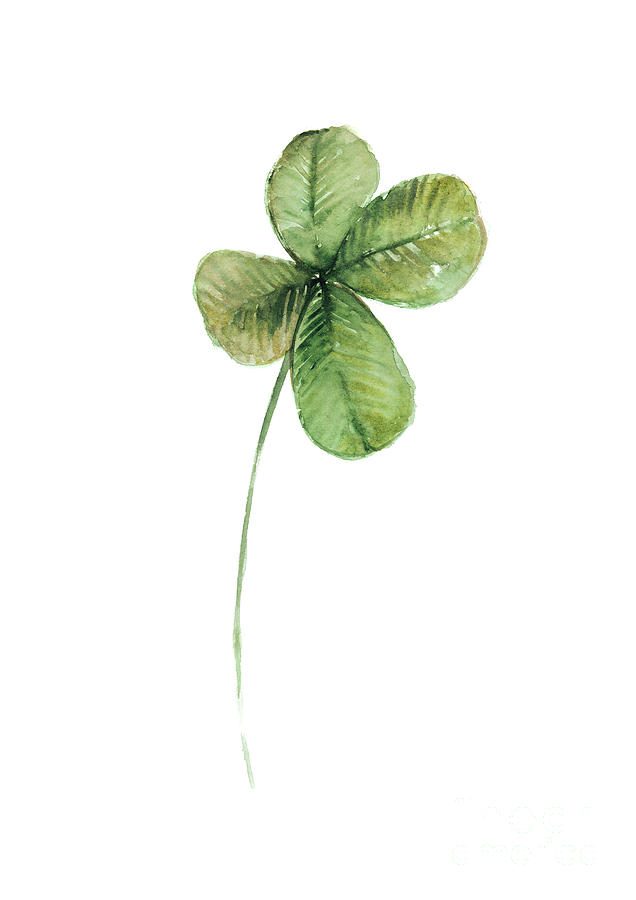 636x900 Four Leaf Clover Watercolor Poster Painting By Joanna Szmerdt - Clover Painting