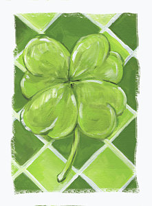 221x300 Lucky Clover Painting By Anne Seay - Clover Painting