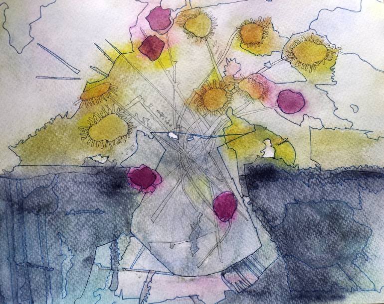 770x611 Saatchi Art Still Life With Daisies And Purple Clover Painting By - Clover Painting