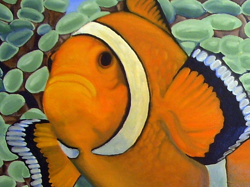 800x600 Ocean Painting Blog Archive False Percula Clownfish In Frogspawn - Clown Fish Painting