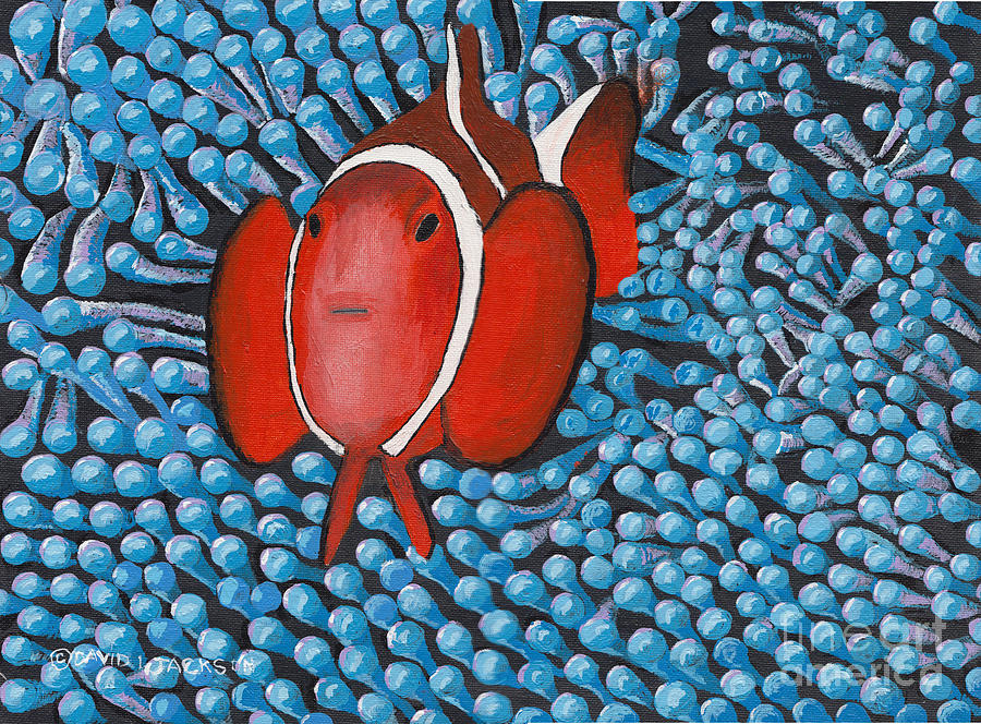900x664 Sea Anemone With Clown Fish Painting By David Jackson - Clown Fish Painting