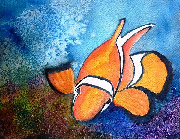 600x465 Clown Fish Painting By Therese Alcorn - Clown Fish Painting