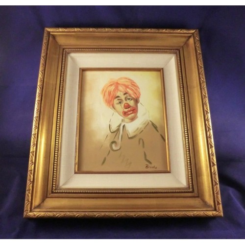 500x500 Original Brooks Painting Sad Clown Oil Canvas Art - Clown Oil Painting Canvas