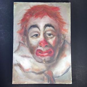 300x300 Sad Clown Serious Face Oil Painting On Canvas 11x14 Unsigned - Clown Oil Painting Canvas