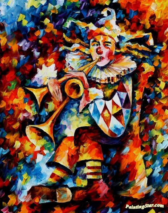 568x720 Clown Artwork By Leonid Afremov Oil Painting Amp Art Prints - Clown Oil Painting Canvas
