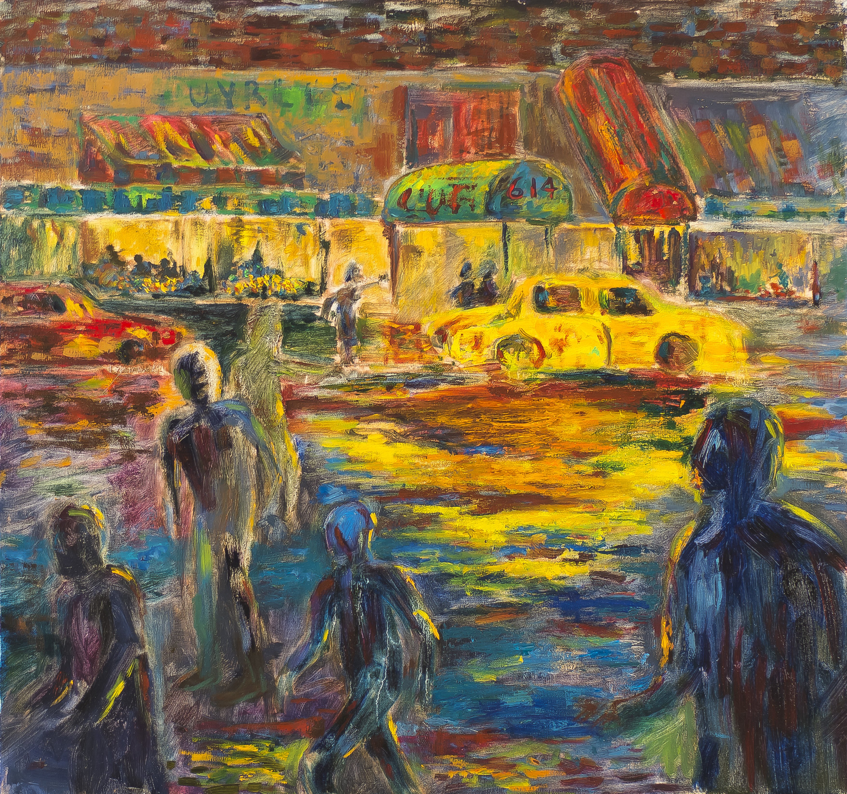 3514x3297 Outside The Club Original Oil Painting By Daniel Jay Freed - Club Painting