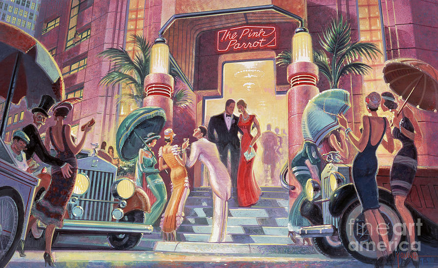 900x552 Pink Parrot Club Painting By Michael Young - Club Painting