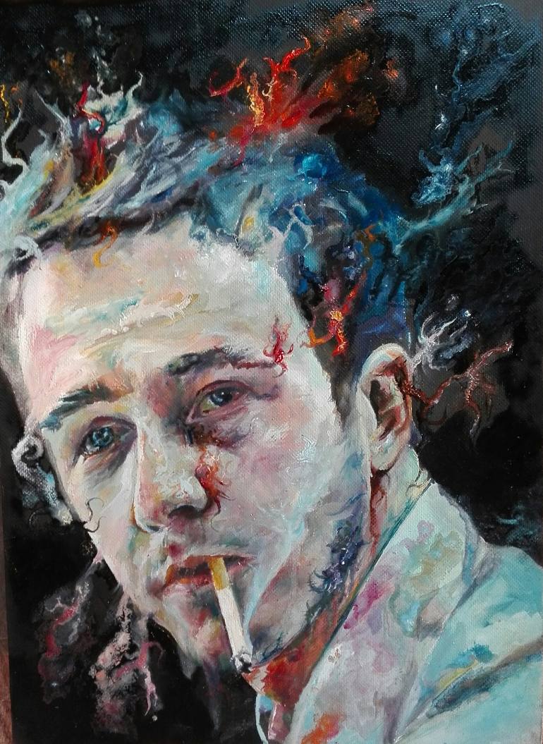 770x1055 Saatchi Art Edward Norton In Fight Club Painting By Alfonso Crespo - Club Painting