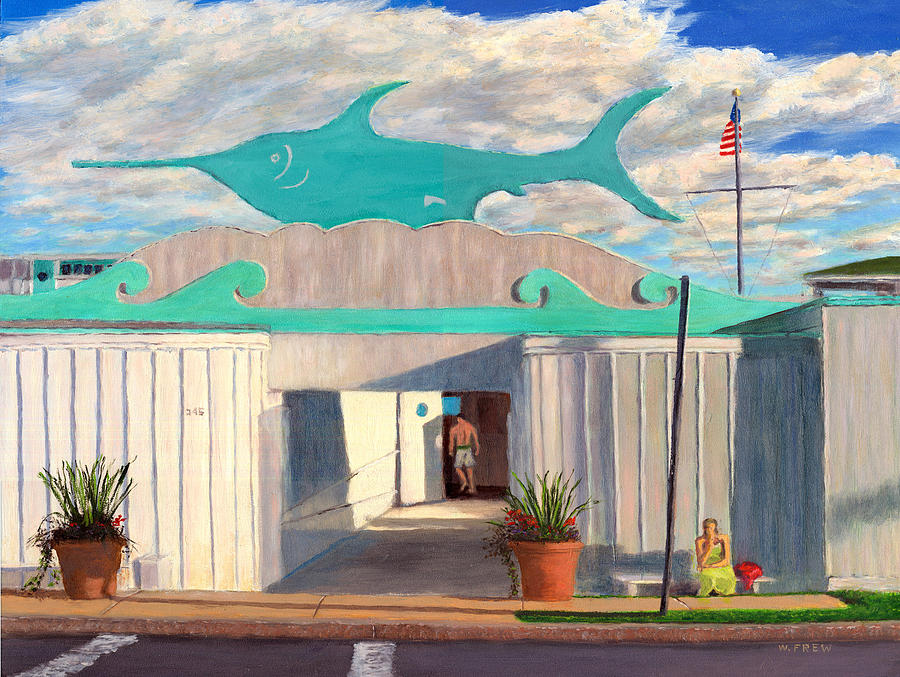 900x677 Swordfish Beach Club Painting By William Frew - Club Painting