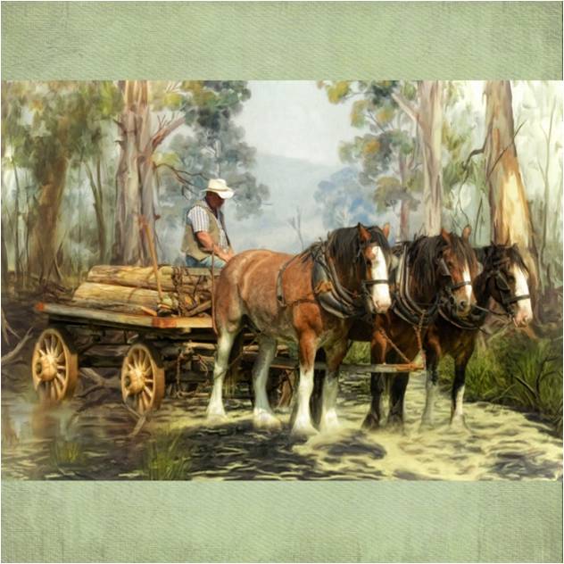 632x632 Western Workhorses Clydesdale Timber Team Bedding Western - Clydesdale Horse Painting