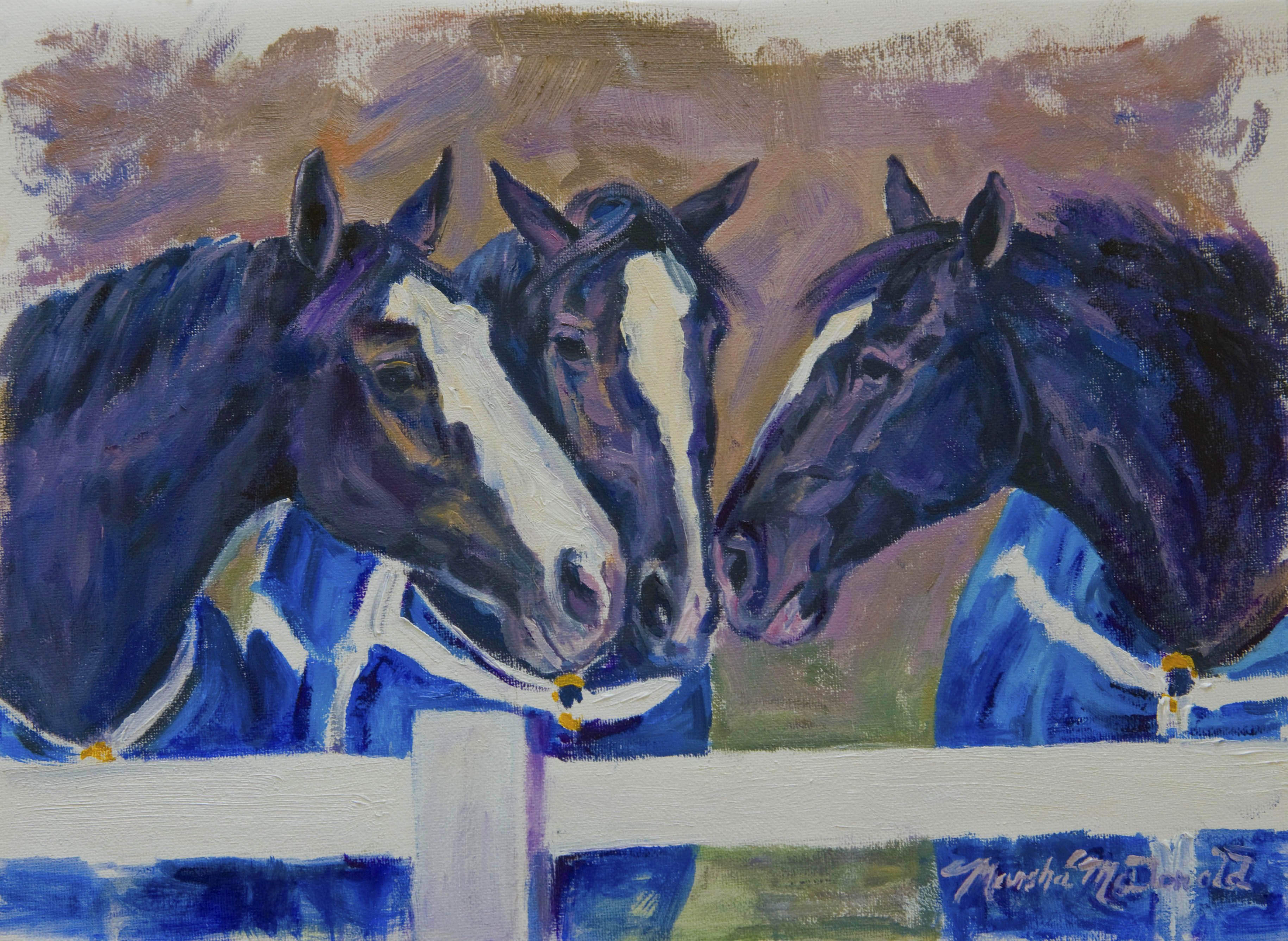 3658x2673 Blue Accessories And Conversation. Original Oil. Black Clydesdale - Clydesdale Horse Painting