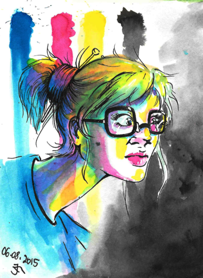400x548 Cmyk Girl By Artemensia - Cmyk Painting