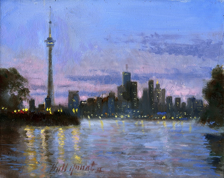 753x600 Cn Tower Toronto Canada 8 X10 In. In. Oil On Panel By Artist Hall - Cn Tower Painting