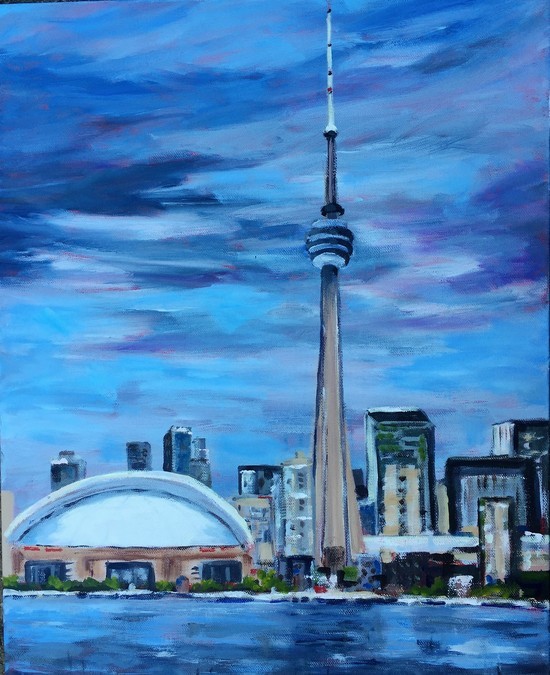 550x675 Creating Impact By Painting Sunshine - Cn Tower Painting