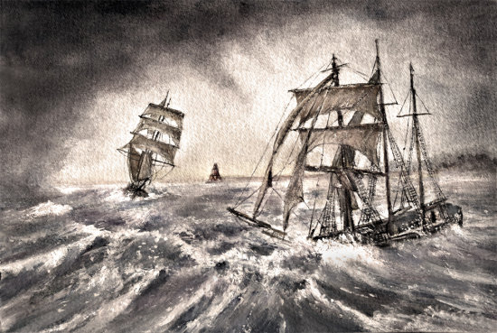 550x369 My Latest Watercolour Painting. Partial Desaturated Version. - Coal Painting