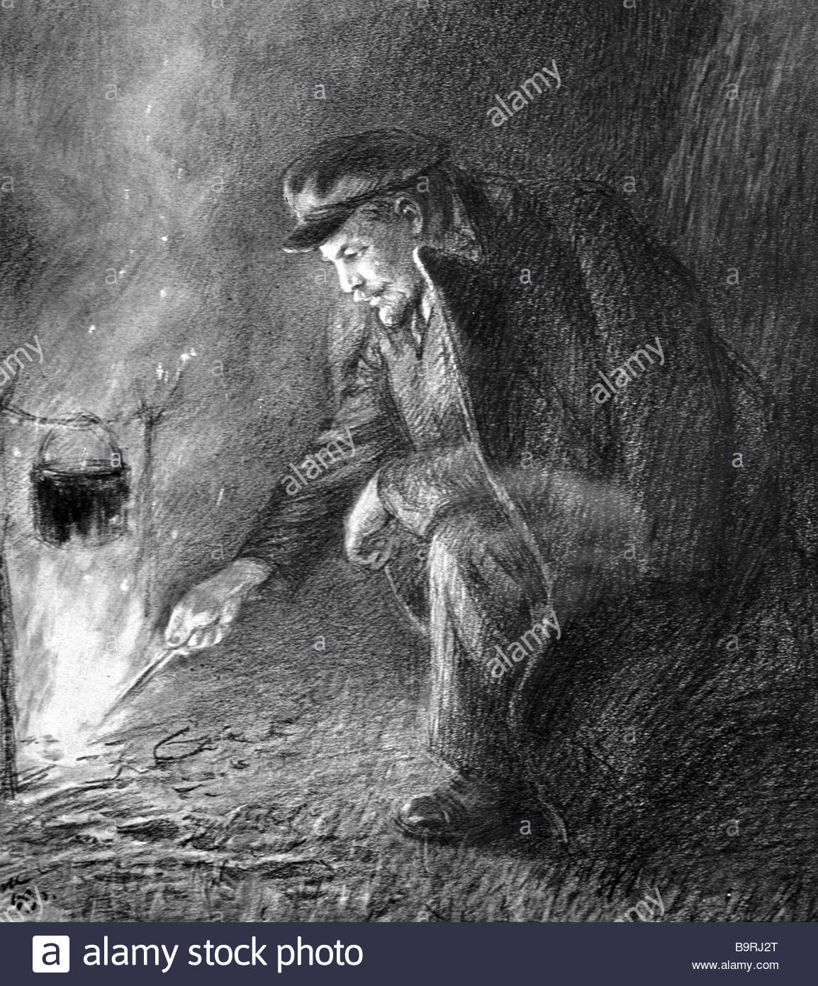 1154x1390 Reproduction Of Nikolai Zhukov S Painting In Razliv Coal 1943 - Coal Painting