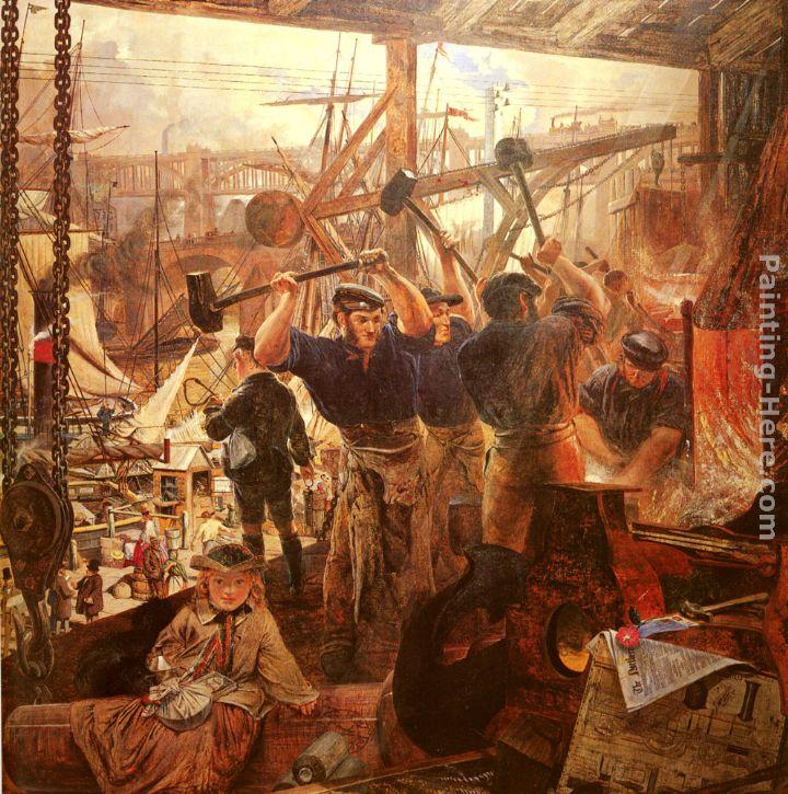 720x725 William Bell Scott Iron And Coal Painting Framed Paintings For Sale - Coal Painting