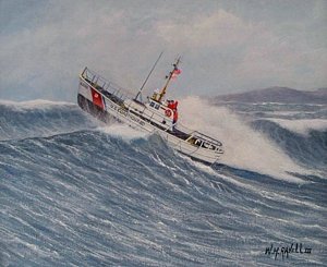 300x245 Coast Guard Motor Lifeboat Intrepid Version 2 Painting By William - Coast Guard Painting