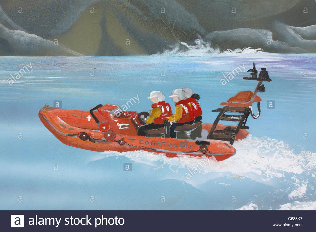 1300x956 Detail Of A Painting Of A Coast Guard Boat Stock Photo 38177419 - Coast Guard Painting