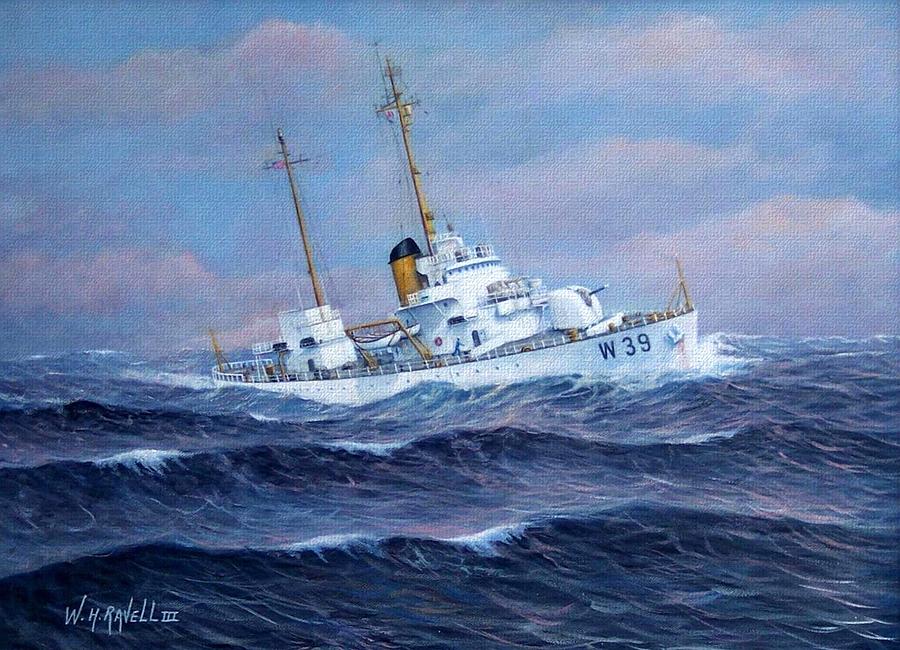 900x650 U. S. Coast Guard Cutter Owasco Painting By William H Ravell Iii - Coast Guard Painting