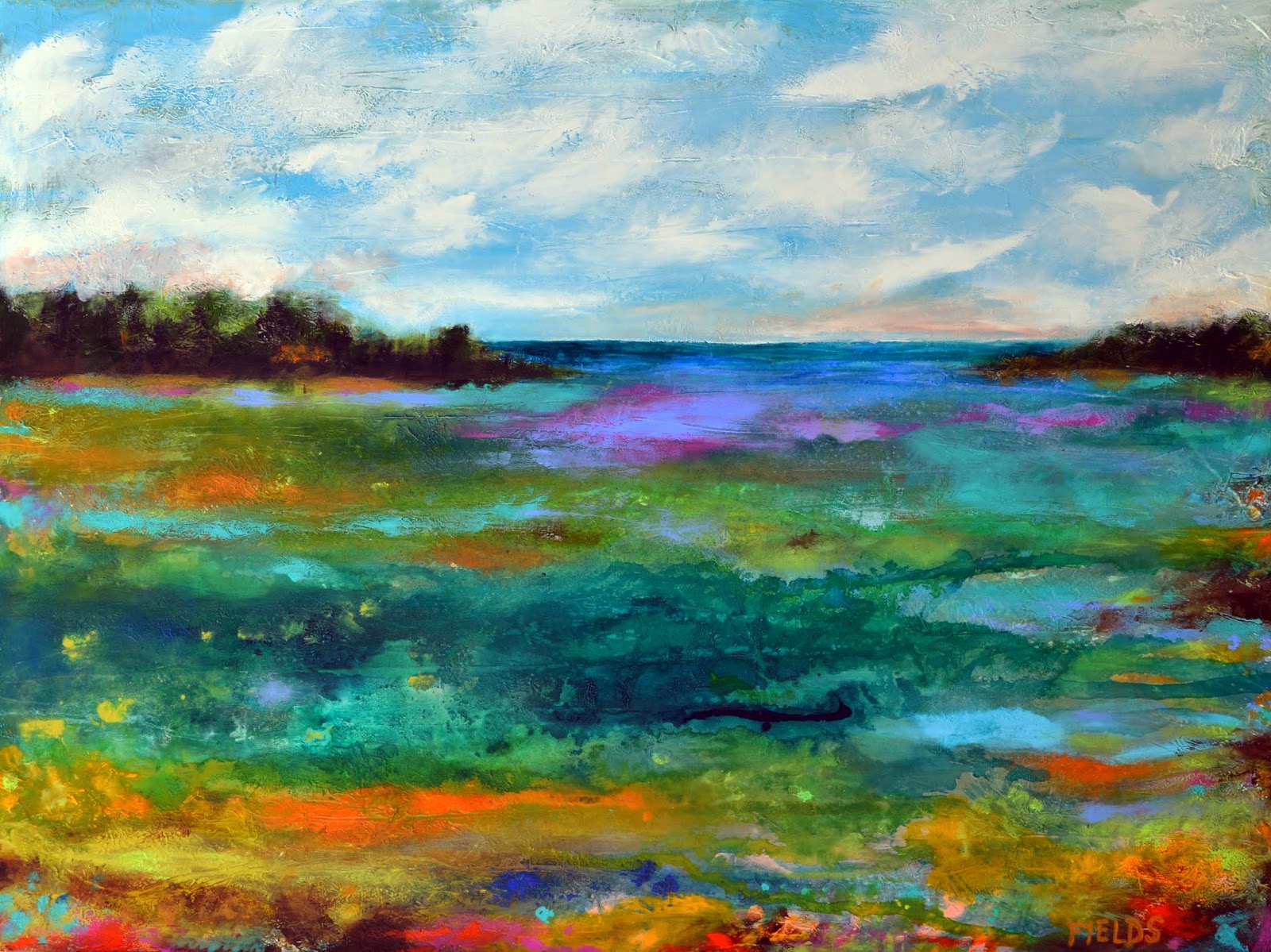 1600x1199 Large Abstract Coastal Painting 40 X 30 By Karen Fields - Coastal Painting