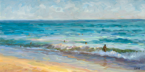 570x285 Ocean Wave Painting. Beach Wave Art. Coastal Painting. - Coastal Painting