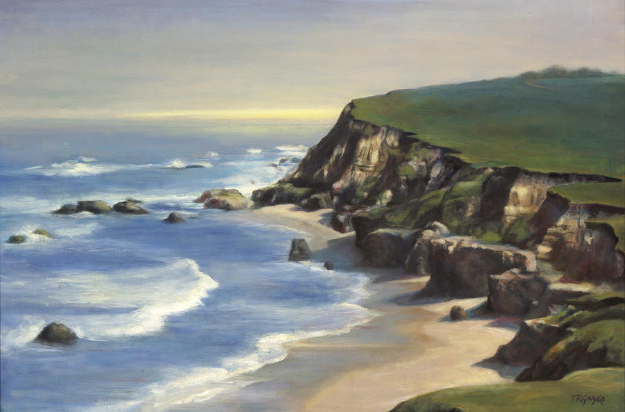 900x593 Coastline Half Moon Bay Painting By Terry Guyer - Coastline Painting
