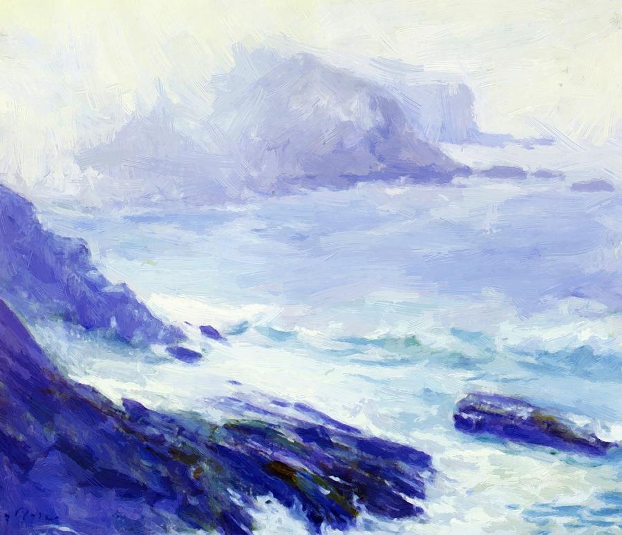 900x775 Coastline Painting By Guy Rose - Coastline Painting