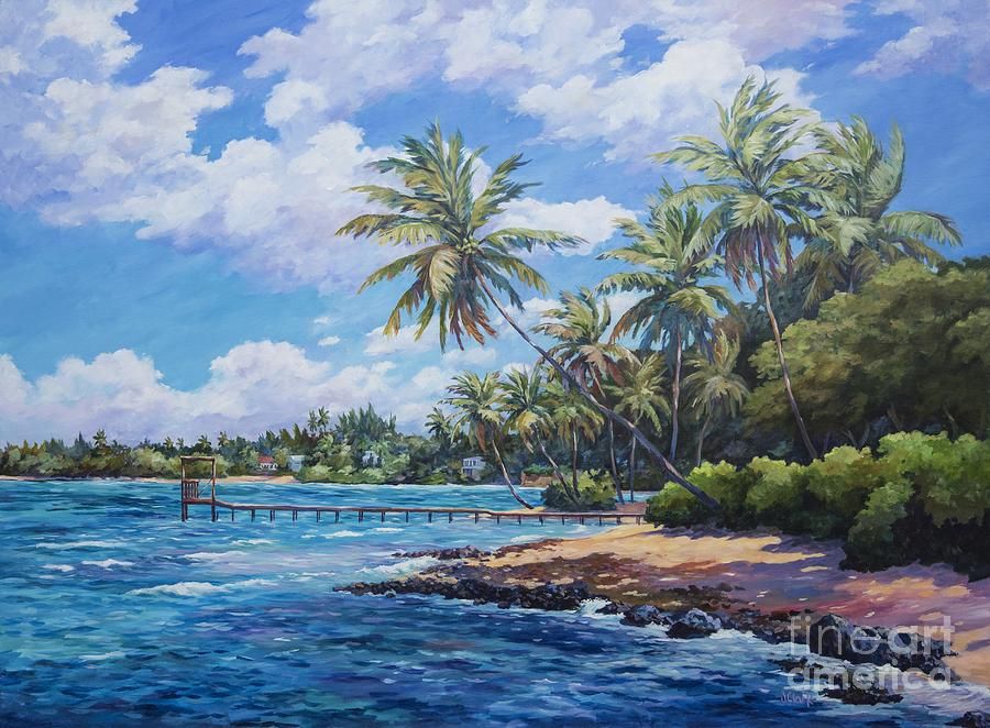 900x662 North Side Coastline Painting By John Clark Paintings - Coastline Painting